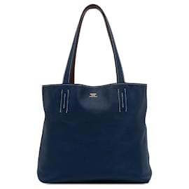 Hermès-Blue Hermès Clemence Double Sens 36 Tote Bag-Blue