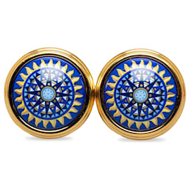 Hermès-Blue Hermès Enamel Clip On Earrings-Blue