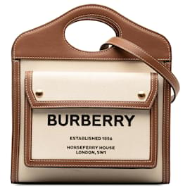 Burberry-Beige Burberry Mini Canvas Pocket Bag Satchel-Beige