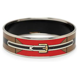 Hermès-Pulsera de disfraz con brazalete ancho de esmalte rojo de Hermes-Roja