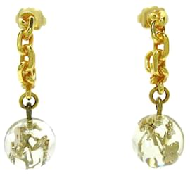 Louis Vuitton-Gold Louis Vuitton Bubbles Inclusion Resin Hoop Earrings-Golden