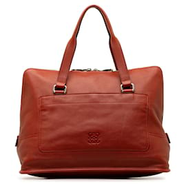 Loewe-Red LOEWE Anagram Leather Handbag-Red