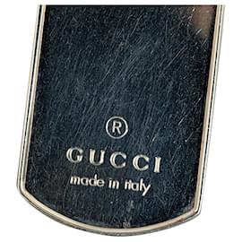 Gucci-Silver Gucci lined Dog Tag Pendant Necklace-Silvery