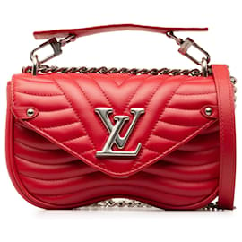Louis Vuitton-Red Louis Vuitton New Wave Chain Bag MM Satchel-Red