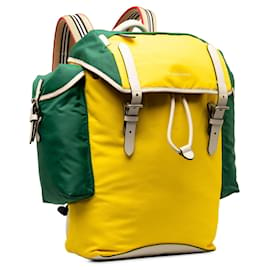 Burberry-Yellow Burberry Colorblock Nylon Drawstring Backpack-Yellow