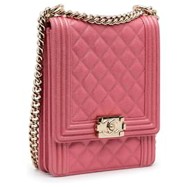 Chanel-Rosafarbene Umhängetasche „North South Boy“ von Chanel mit Klappe-Pink