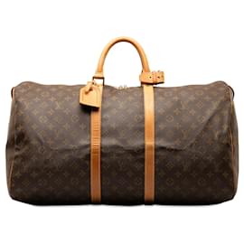 Louis Vuitton-Keepall marrom do monograma Louis Vuitton 55 Mala de viagem-Marrom