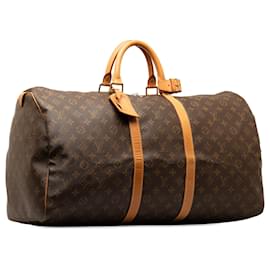 Louis Vuitton-Keepall marrom do monograma Louis Vuitton 55 Mala de viagem-Marrom