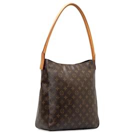 Louis Vuitton-Brown Louis Vuitton Monogram Looping GM Shoulder Bag-Brown