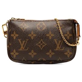 Louis Vuitton-Brown Louis Vuitton Monogram Mini Pochette Accessoires Shoulder Bag-Brown