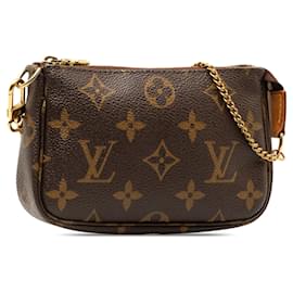 Louis Vuitton-Bolsa de ombro Louis Vuitton Monogram Mini Pochette Accessoires Marrom-Marrom