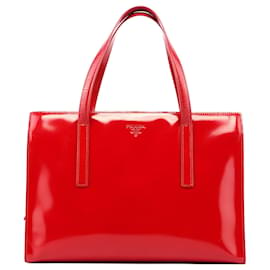 Prada-PRADA Totes couro envernizado vermelho reedição 1995-Vermelho