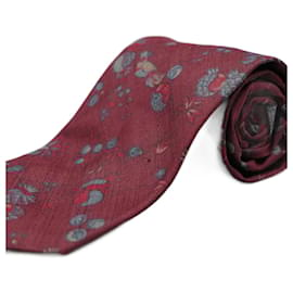 Valentino Garavani-Corbata Granata con Diseños de Pájaros-Roja