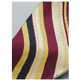 Dior-Corbata Granate a Rayas Amarillas y Negras-Roja