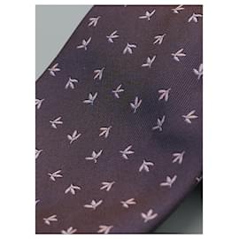 Hermès-Corbata Morada con Flor-Púrpura