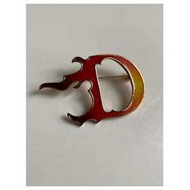 Dior-Dior flame brooch-Red,Golden,Yellow