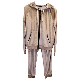 Tom Ford Trainingsanzug-Set aus beigem Modalsamt. Braun Beige