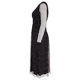Escada-Escada Sheer Sleeve Midi Dress in Black Polyester-Black