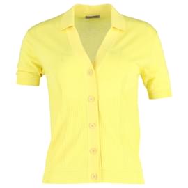 Bottega Veneta-Bottega Veneta Short-Sleeved Knit Sweater in Yellow Cotton-Other,Yellow