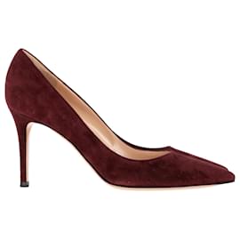 Gianvito Rossi-Décolleté a punta Gianvito Rossi in camoscio bordeaux-Bordò