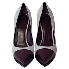 Céline-Zapatos de tacón con cuña y puntera Celine en cuero blanco-Blanco