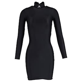 Balenciaga-Mini abito con collo a lupetto e logo Balenciaga in nylon nero-Nero