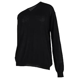 Autre Marque-The Frankie Shop Bianca One Shoulder Knit Top in Black Rayon-Black
