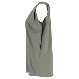 Autre Marque-The Frankie Shop Tinna Padded Shoulder Muscle Dress in Olive Green Cotton-Green,Olive green