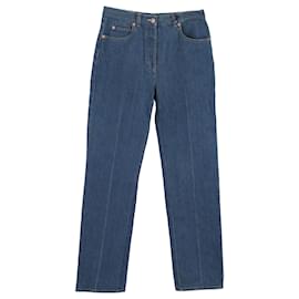 Gucci-Gucci Horse Bit Detalhe Jeans de perna reta em jeans azul-Azul