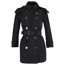 Burberry-Burberry Hooded Trench Coat in Black Wool-Black