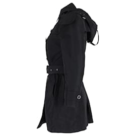 Burberry-Burberry Hooded Trench Coat in Black Wool-Black