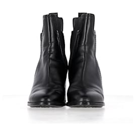 Tod's-Tod's Bottines à Talons Blocs en Cuir Noir-Noir