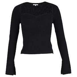 Reformation-Reformation Sweetheart Knitted Top in Black Wool-Black