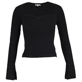 Reformation-Top de punto con forma de corazón de lana negra de Reformation-Negro