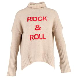 Zadig & Voltaire-Zadig and Voltaire Alma „Rock and Roll“ Rollkragenpullover aus beiger Wolle-Braun,Beige