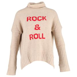 Zadig & Voltaire-Zadig and Voltaire Alma 'Rock and Roll' Turtleneck Sweater in Beige Wool-Brown,Beige
