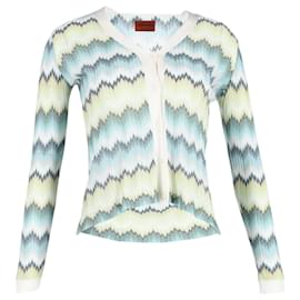 Missoni-Missoni-Cardigan mit Zickzack-Muster aus blauer Wolle-Blau