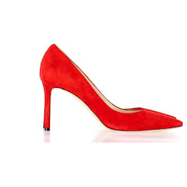 Jimmy Choo-Bombas Jimmy Choo Romy em camurça vermelha-Vermelho