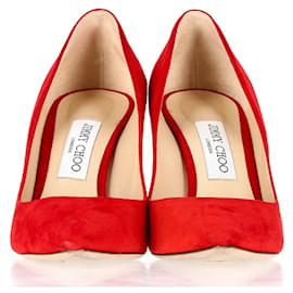 Jimmy Choo-Bombas Jimmy Choo Romy em camurça vermelha-Vermelho