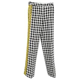 Off White-Off-White Pantalones de pata de gallo con logo ribeteado en lana negra y blanca-Negro