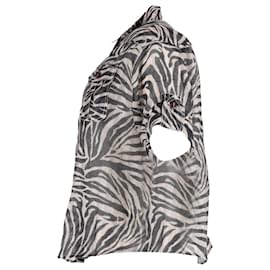 Zimmermann-Camicia a maniche corte con stampa zebrata Zimmermann in lino bianco e nero-Nero