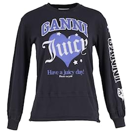 Ganni-Juicy Couture x Ganni Long Sleeve Top in Black Cotton-Black