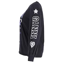 Ganni-Juicy Couture x Ganni Top de manga comprida em algodão preto-Preto