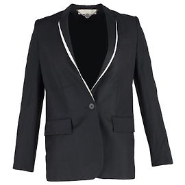 Stella Mc Cartney Stella McCartney Blazer mit Kontrastbesatz aus schwarzer Wolle Schwarz