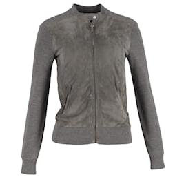 Ralph Lauren-Ralph Lauren Suede Panel Zip Jacket in Grey Suede-Grey