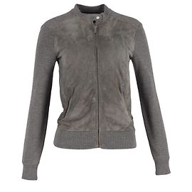 Ralph Lauren Wildleder-Einsatzjacke mit Reißverschluss in grauem Wildleder. Grau