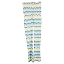 Missoni-Pantalon Missoni à motif zigzag en coton bleu-Bleu