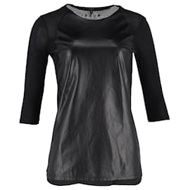 Gucci-Gucci 3/4 Top con mangas en cuero negro-Negro