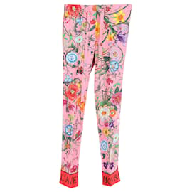 Gucci-Gucci-Hose mit Schlangenflora-Print aus rosa Seide-Pink