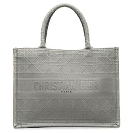 Dior-Dior Medium Cannage Book Tote Bolsa de lona em bom estado-Outro